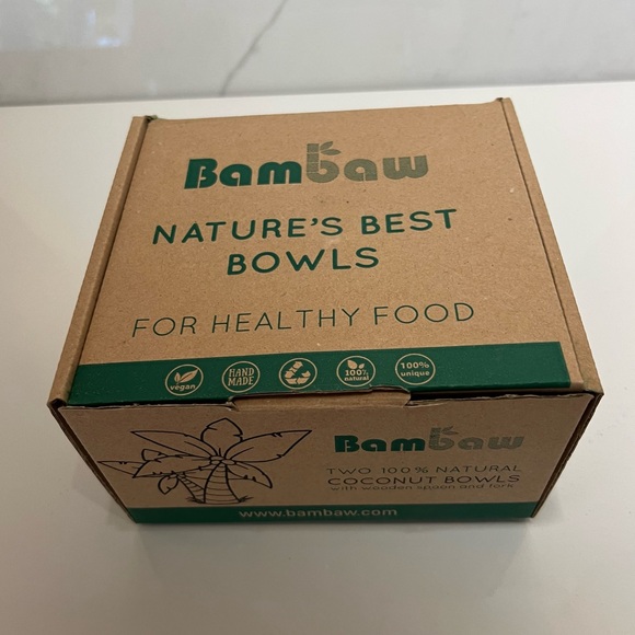 BAMBAW COCONUT SET WITH WOODEN CUTLERY SET OF TWO WOODEN BOWLS - Picture 10 of 15